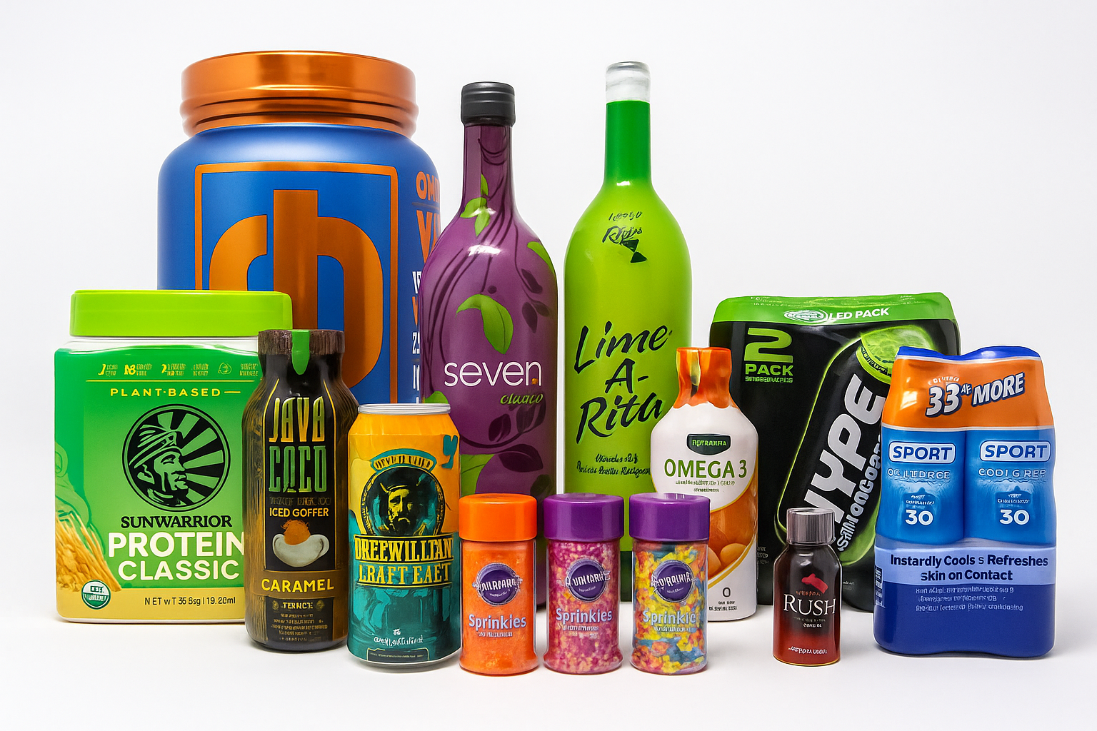 Vibrant Assortment of Consumer Products